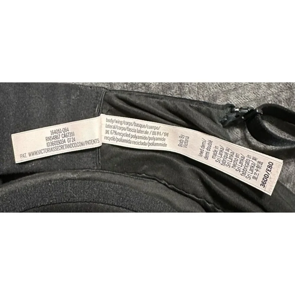 Victoria's Secret Lined Demi Smooth Black Bra Sz 36DD